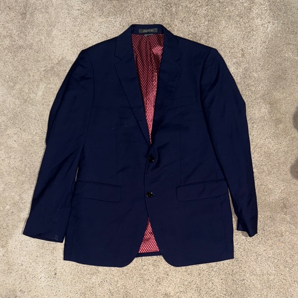Indochino Blazer Mens 42 Wool 2 Button Sport Jacket Navy Blue